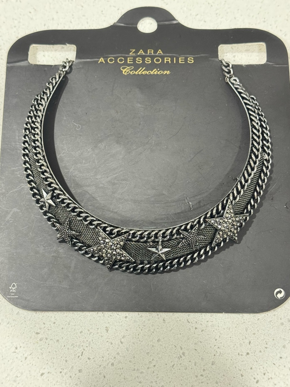 Zara Accessories Silver Star Chain Statement Necklace New